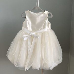 Ivory Toddler Flower Girl Dress with Tulle and Ribbon Waist (Size 2T)